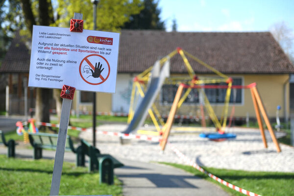 Corona crisis - All playgrounds are closed in Austria - in the picture Laakirchen (Upper Austria)