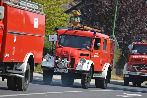 Tűzoltó Járművek Találkozója Schwanenstadtban Vcklabruck Kerület Felső Ausztria — Stock Fotó