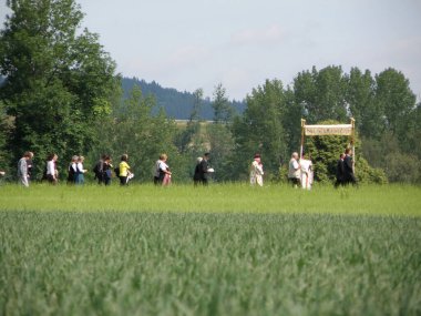 Corpus Christi alayı Rstorf, Schwanenstadt 'ta (Vcklabruck ilçesi, Yukarı Avusturya, Avusturya) -