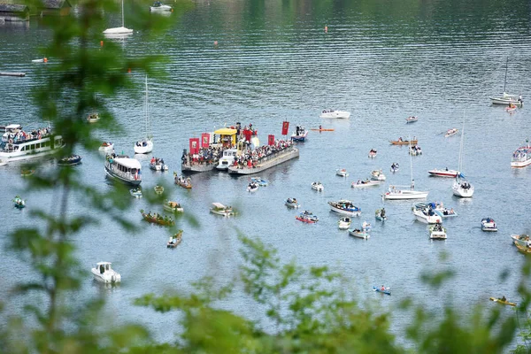 Procesión Del Corpus Christi Lago Traunsee Traunkirchen Salzkammergut Distrito Gmunden — Foto de Stock