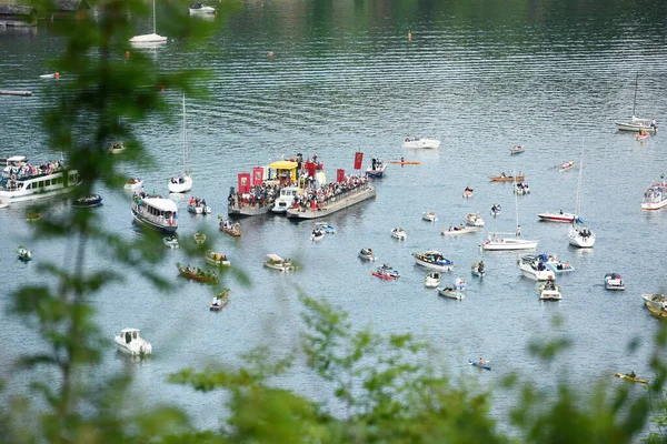 Procesión Del Corpus Christi Lago Traunsee Traunkirchen Salzkammergut Distrito Gmunden — Foto de Stock