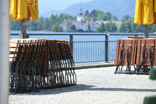 Crise Corona Jardin Fermé Une Auberge Gmunden Quartier Gmunden Haute — Photo