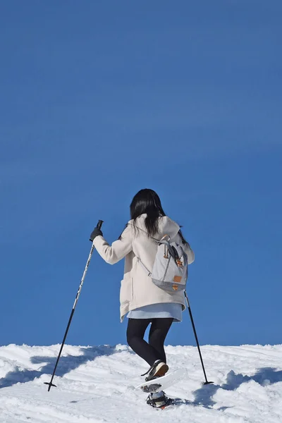 Sneeuwschoenwandelen Het Skigebied Krippenstein Dachstein Obertraun Salzkammergut Gmunden Opper Oostenrijk — Stockfoto