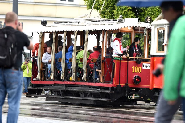 Eléctrico Nostálgico Gmunden Eléctrico Gmunden Liga Estação Ferroviária Com Centro — Fotografia de Stock