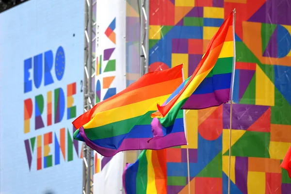 Desfile Del Arco Iris Viena Una Manifestación Política Colorido Desfile —  Fotos de Stock