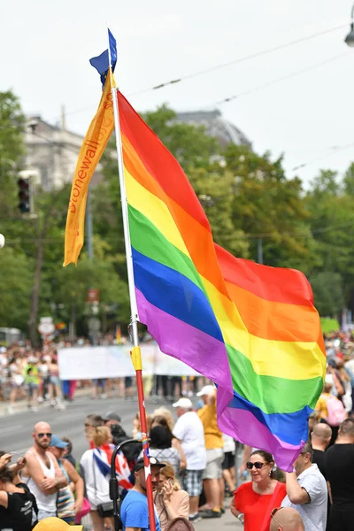 Duhový Průvod Vídni Politická Demonstrace Pestrý Průvod Který Každoročně Koná — Stock fotografie