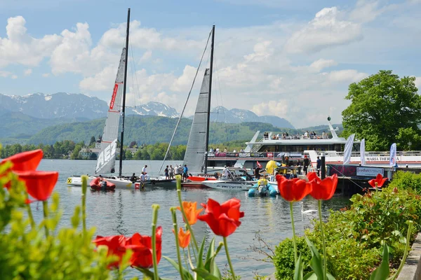 Château Ort Lac Traunsee Gmunden Avec Des Bateaux Salzkammergut District — Photo