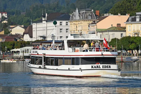 Bateau Passagers Sur Lac Traunsee Avec Une Profondeur 191 Traunsee — Photo