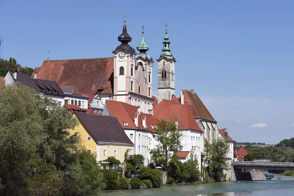 Ciudad Steyr Con Iglesia Parroquial Sankt Michael Alta Austria Austria — Foto de Stock