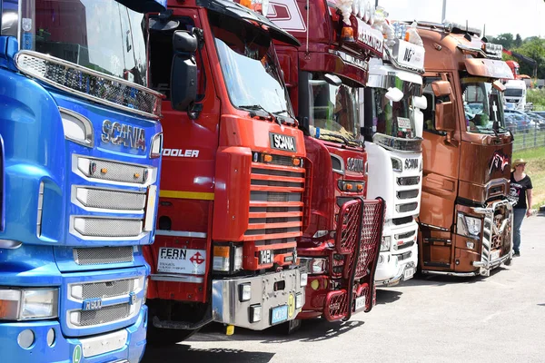 Wielkie Spotkanie Kierowców Ciężarówek Górnej Austrii Austria Raz Roku Odbywa — Zdjęcie stockowe