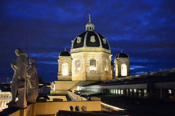 Viena Por Noche Museo Naturehistorical Austria —  Fotos de Stock