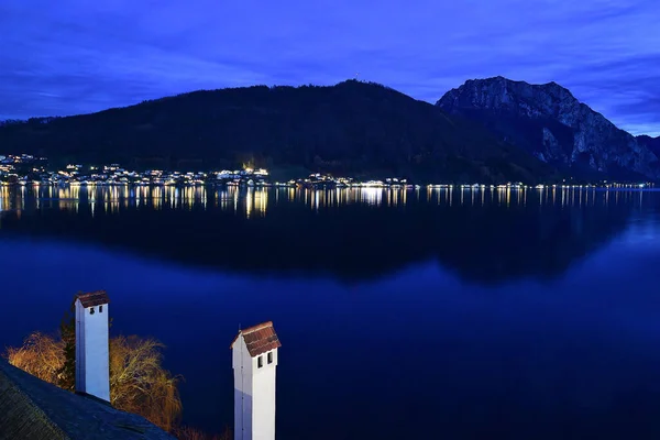 Traunsee Traunstein Gmunden Por Noche Alta Austria Austria — Foto de Stock