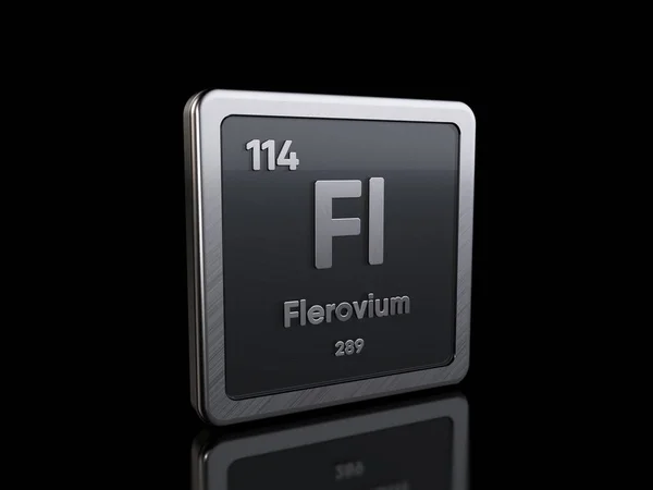 Flerovium Element Symbool Uit Periodiek Systeem Serie Rendering Geïsoleerd Zwarte — Stockfoto