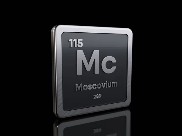 Moscovium Elem Szimbólum Periodikus Táblázat Sorozat Renderelés Elszigetelt Fekete Háttér — Stock Fotó