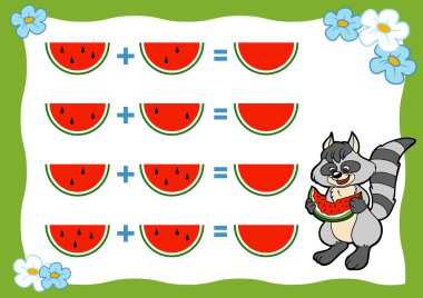 Oyun okul öncesi çocuklar için sayma. Ek çalışma. Raccon