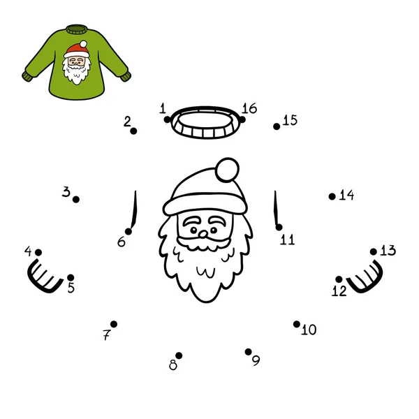 Sayı oyunu, Noel Baba ile kazak — Stok Vektör