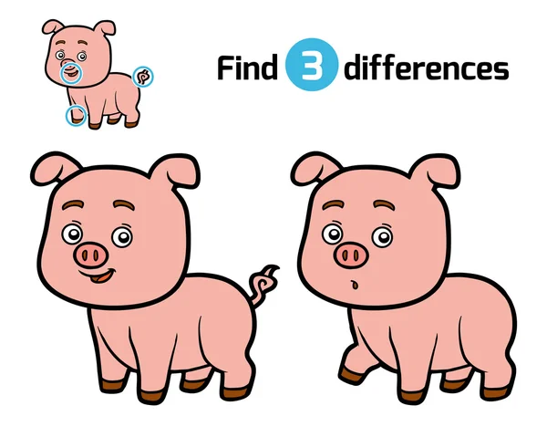 Encuentra diferencias, cerdo — Vector de stock