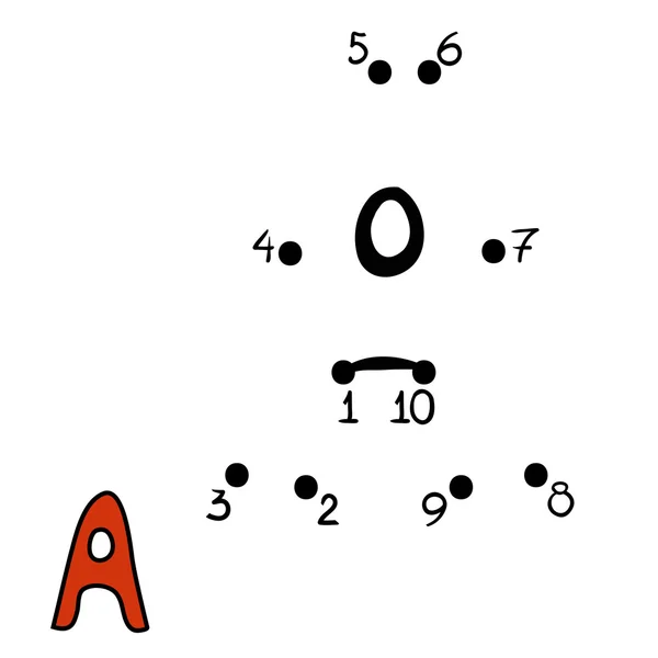 Hra čísel, písmeno A — Stockový vektor