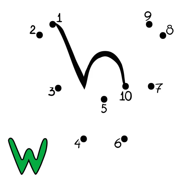 Hra čísel, písmeno W — Stockový vektor
