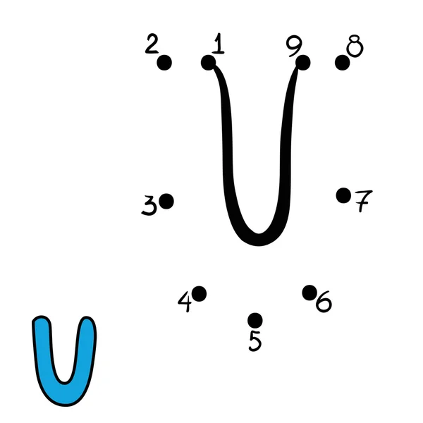 Zahlenspiel, Buchstabe u — Stockvektor