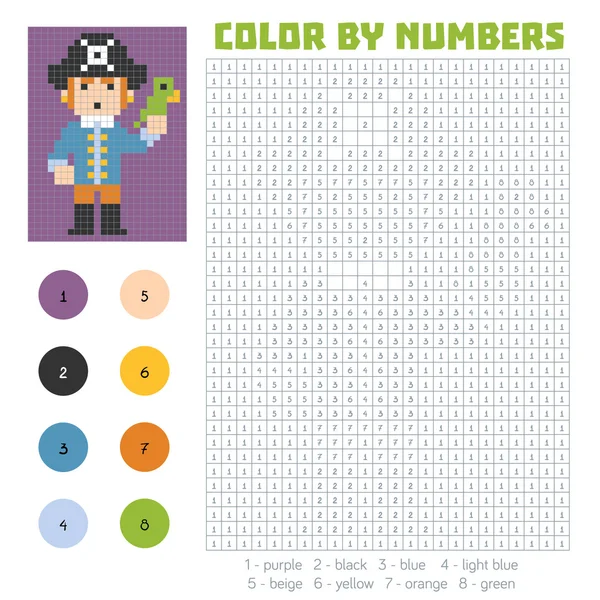 Kolor przez numer, pirat — Wektor stockowy