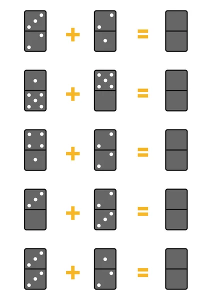 Zählspiel für Kinder. Arbeitsblätter mit Dominoeffekt — Stockvektor