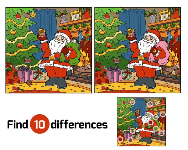 Cari perbedaan untuk anak-anak, Santa Claus - Stok Vektor