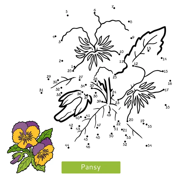 Chiffres jeu pour enfants, fleur Pansy — Image vectorielle