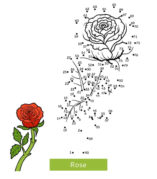 Numery gry, kwiat róży — Wektor stockowy
