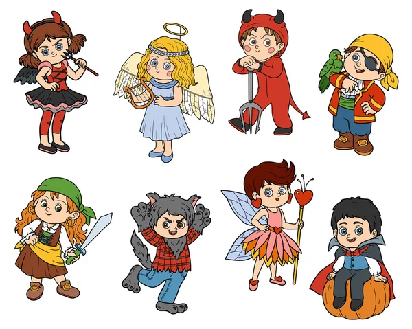 Vector set of Halloween children characters — Stock Vector