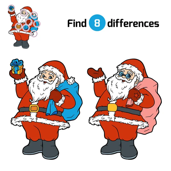 Знайти відмінності для дітей, Санта-Клауса — стоковий вектор