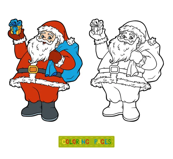 Livro para colorir, Papai Noel —  Vetores de Stock