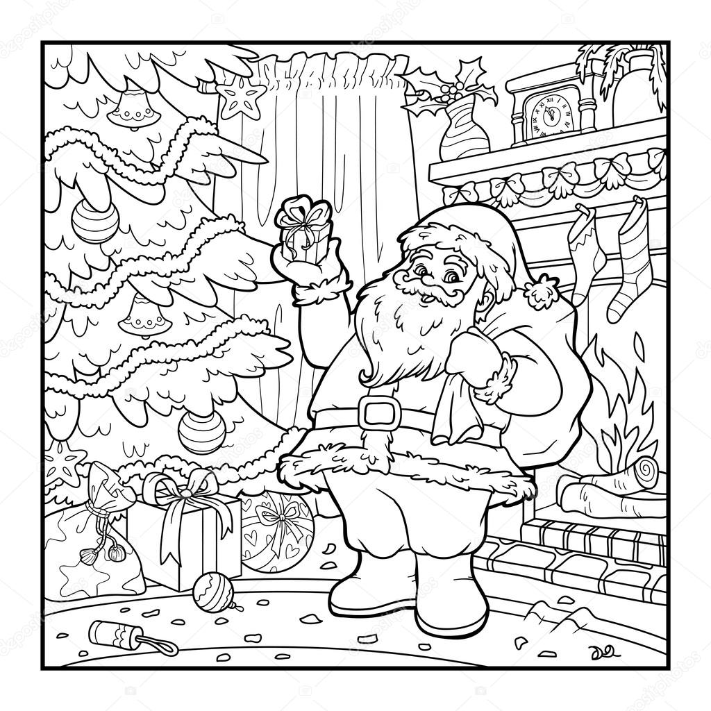 Kolorowanka, Święty Mikołaj — Grafika wektorowa © ksenya
