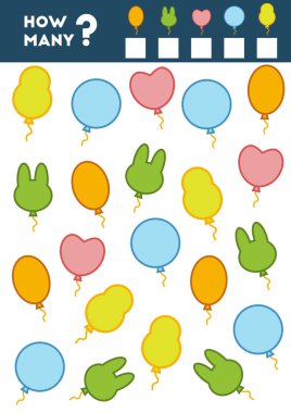 Oyun okul öncesi çocuklar için sayma. Kaç öğeleri ve w sayısı