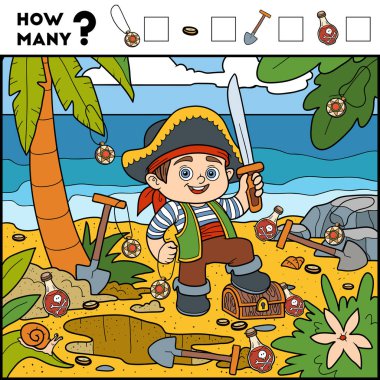 Oyun okul öncesi çocuklar için sayma. Korsan çocuk ve arka plan