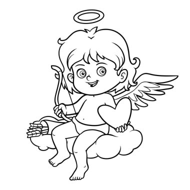 Coloring book, Valentine's Day character, Angel clipart