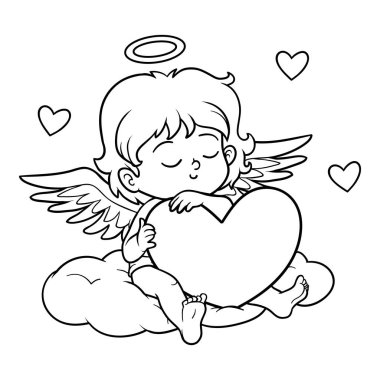 Coloring book, Valentine's Day character, Angel clipart