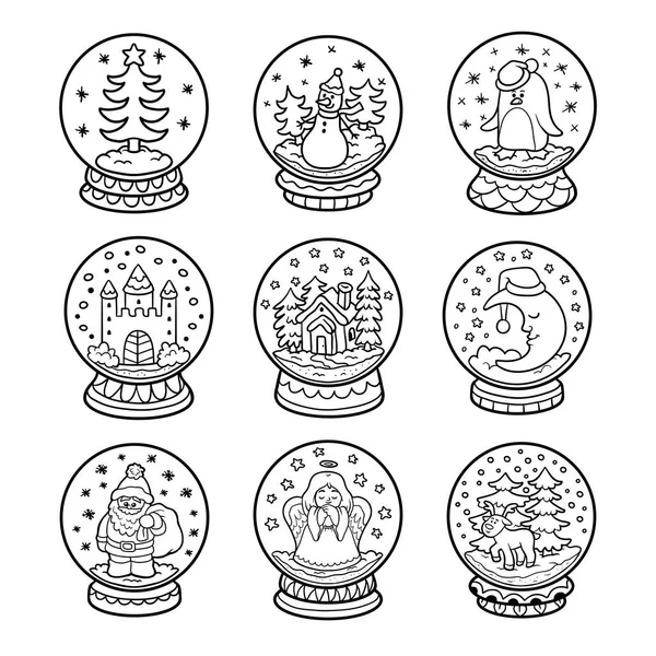 Vector zwart / wit set van sneeuwballen, Christmas collection — Stockvector