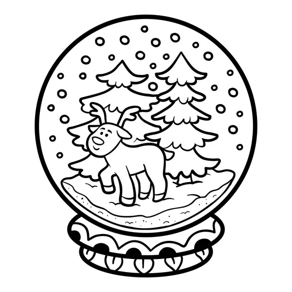 Coloring book for children, Snowball with deer — Stock Vector