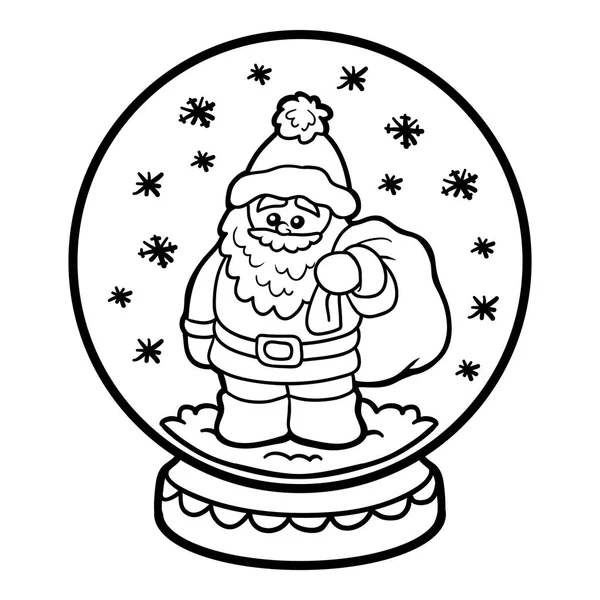 Coloring book for children, Snowball with Santa Claus — Stock Vector