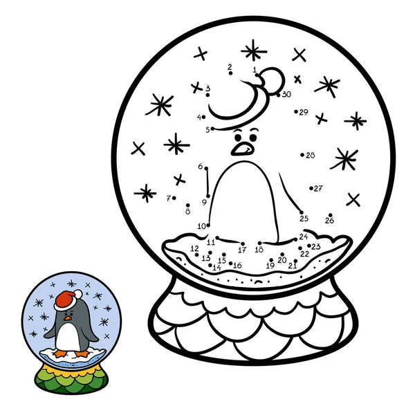 Números de juego para niños, Bola de nieve con pingüino — Archivo Imágenes Vectoriales