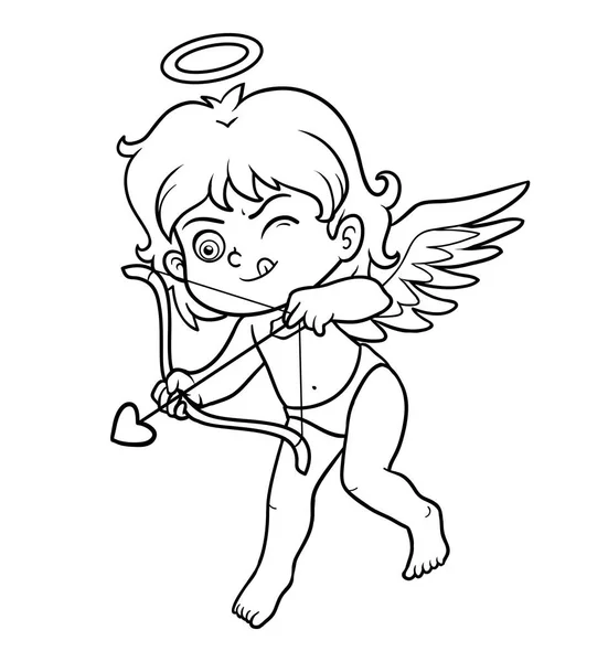 Livro para colorir, Personagem do dia dos namorados, Anjo — Vetor de Stock