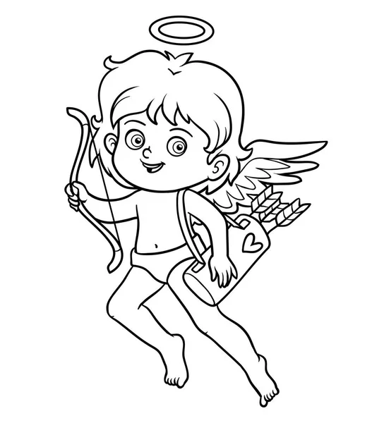 Livro para colorir, Personagem do dia dos namorados, Anjo — Vetor de Stock