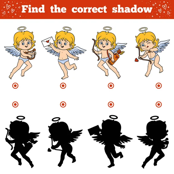 Encontre a sombra correta. Personagem do Dia dos Namorados, Anjos —  Vetores de Stock
