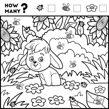 Oyun çocuklar için sayma. Eğitici bir oyun. Tavşan ve arka plan