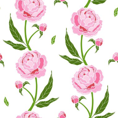 Beyaz arka plan üzerinde Şakayık ile Seamless Modeli