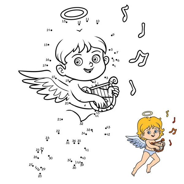 Nummer spel för barn, Angel — Stock vektor