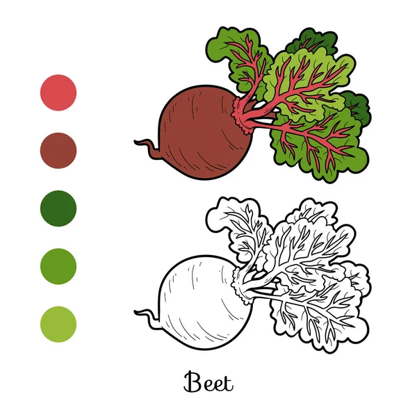 Malbuch, Gemüse, Rüben — Stockvektor