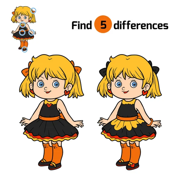 Find differences for children, Girl — Stock Vector