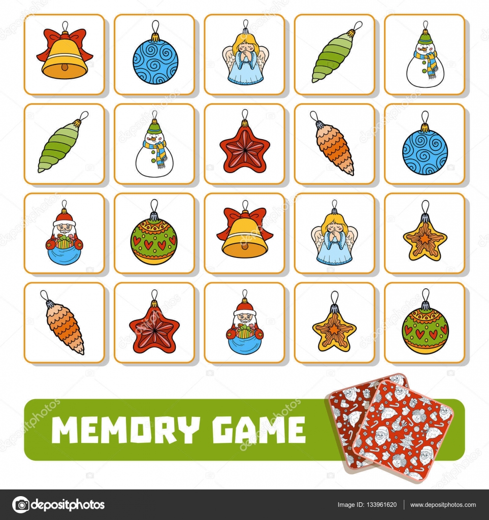 Juego de navidad para niños | Memoria de juego para niños, tarjetas con los juguetes del árbol ...